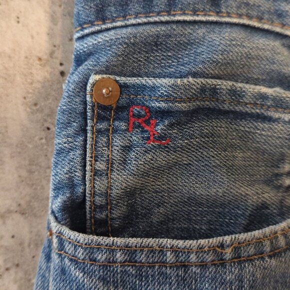 Polo Ralph Lauren Mens 32x32 (33x33) Slim Straight Distressed Denim Jeans - Picture 3 of 13